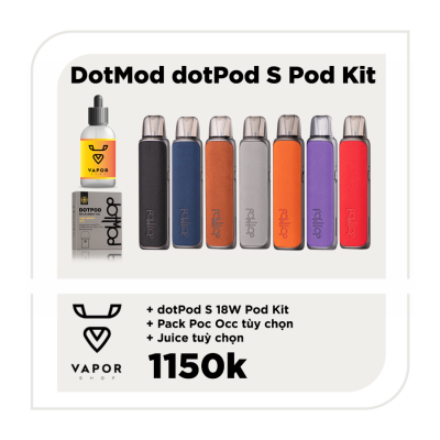 Combo DotMod dotPod S 18W - Máy fullbox + Tinh dầu tuỳ chọn + Pack Pod Occ (2pcs)	