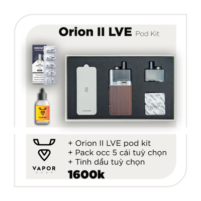 COMBO ORION V2 LVE - Máy fullbox + Tinh dầu tuỳ chọn + Pack Occ (5pcs)