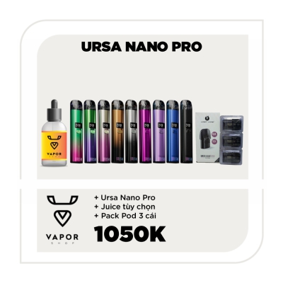 COMBO URSA NANO PRO - Máy fullbox + Tinh dầu tuỳ chọn + Pack Pod Occ (3pcs)