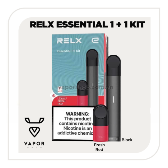 Relx Essential Black Kit 1+1 Fresh Red Pod